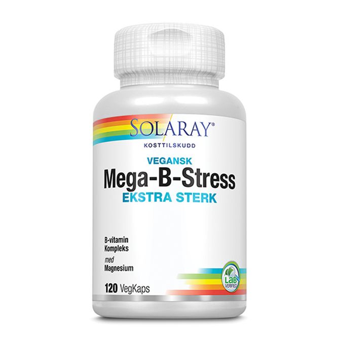 Hovedbilde Mega-B-Stress Ektra Sterk 120 kapsler Solaray