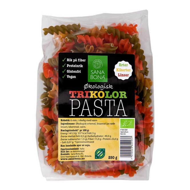 Hovedbilde Pasta Fusilli trikolore økologisk glutenfri 250 g Sanabona