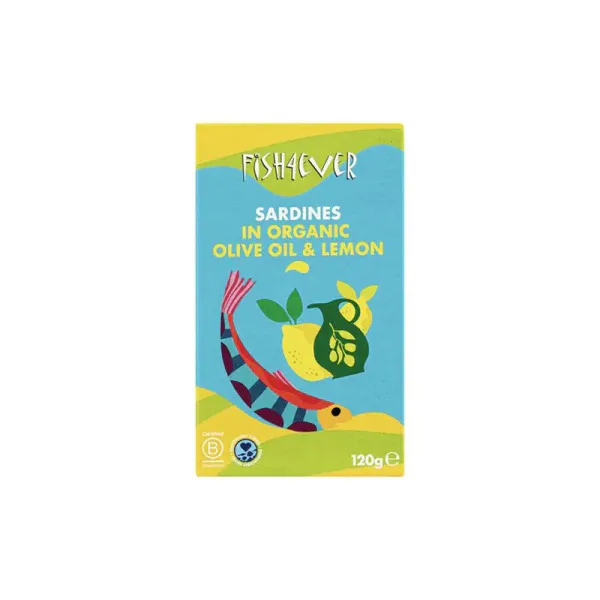 Fish4Ever Sardiner i økologisk olivenolje og sitron 120 g
