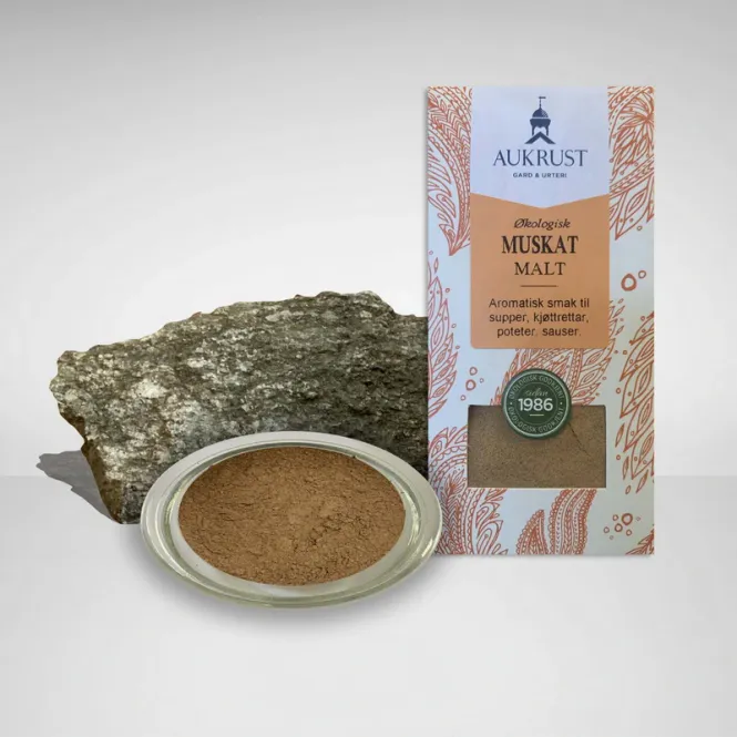 Hovedbilde Muskat malt økologisk 30 g Aukrust Gard